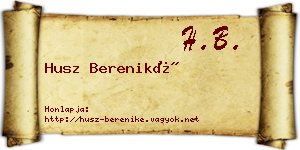 Husz Bereniké névjegykártya